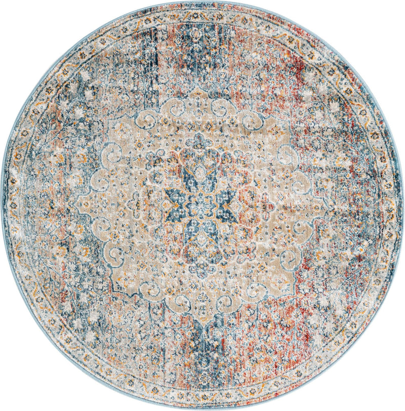 Coastal Haven Collection Area Rug - Seabreeze (Multi) Round Multi  lifestyle 17