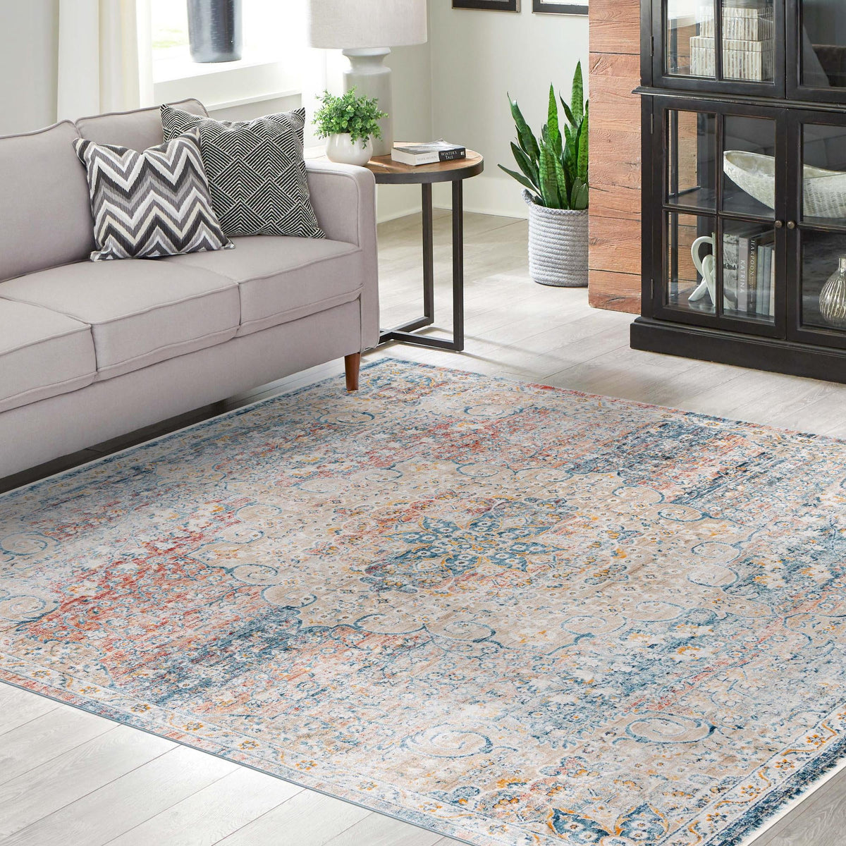 Coastal Haven Collection Area Rug - Seabreeze (Multi) Square Multi  lifestyle 80