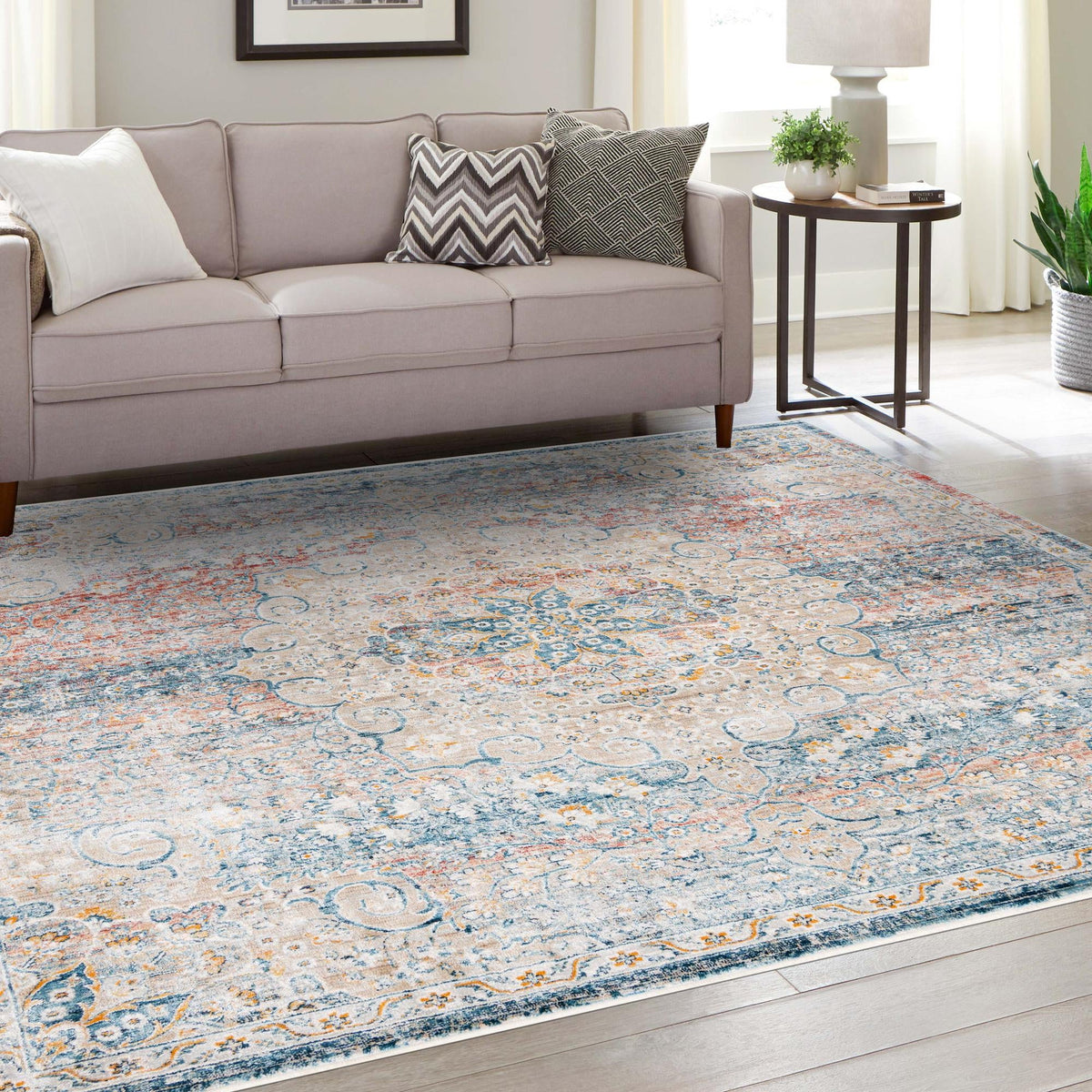 Coastal Haven Collection Area Rug - Seabreeze (Multi) Square Multi  lifestyle 83