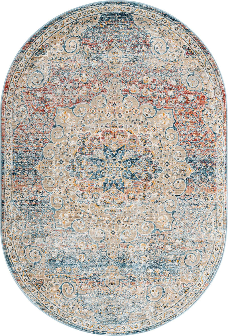 Coastal Haven Collection Area Rug - Seabreeze (Multi) Oval Multi  lifestyle 19