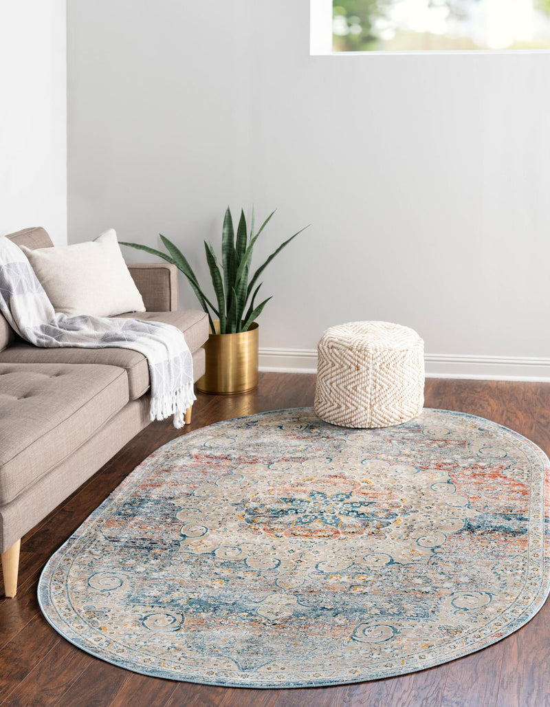 Coastal Haven Collection Area Rug - Seabreeze (Multi) Oval Multi  lifestyle 24