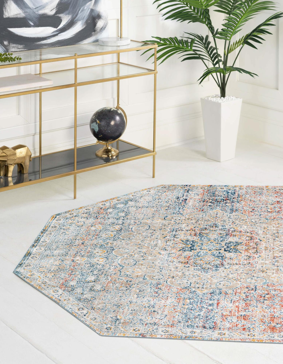 Coastal Haven Collection Area Rug - Seabreeze (Multi) Octagon Multi  lifestyle 25