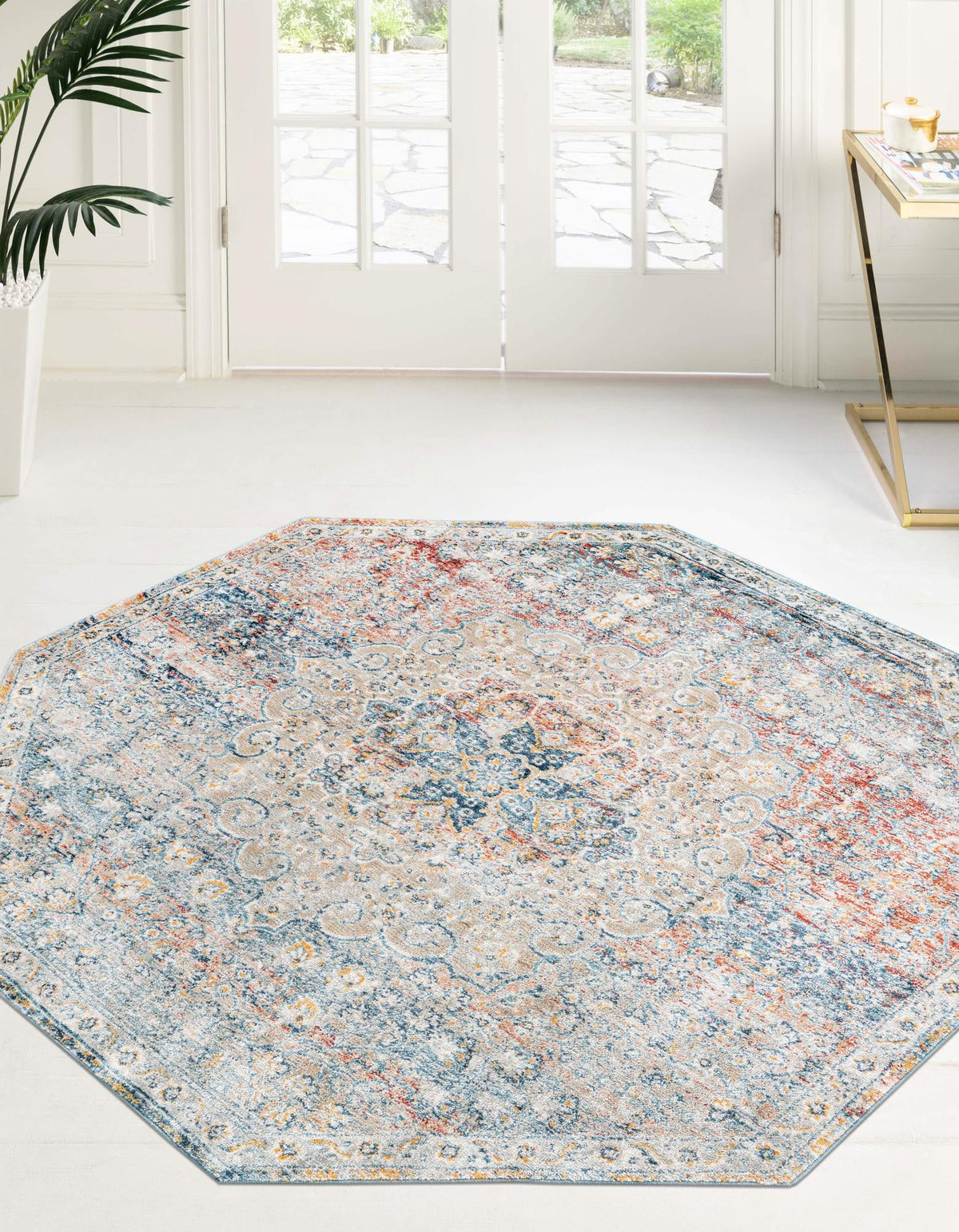Coastal Haven Collection Area Rug - Seabreeze (Multi) Octagon Multi  lifestyle 30