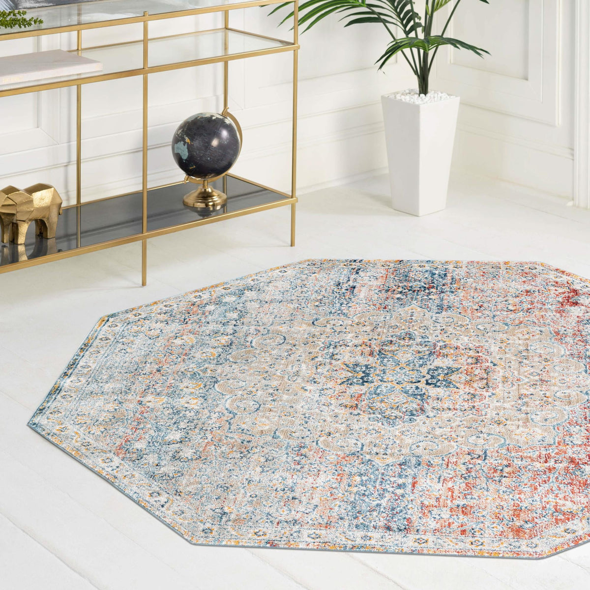 Coastal Haven Collection Area Rug - Seabreeze (Multi) Octagon Multi  lifestyle 81
