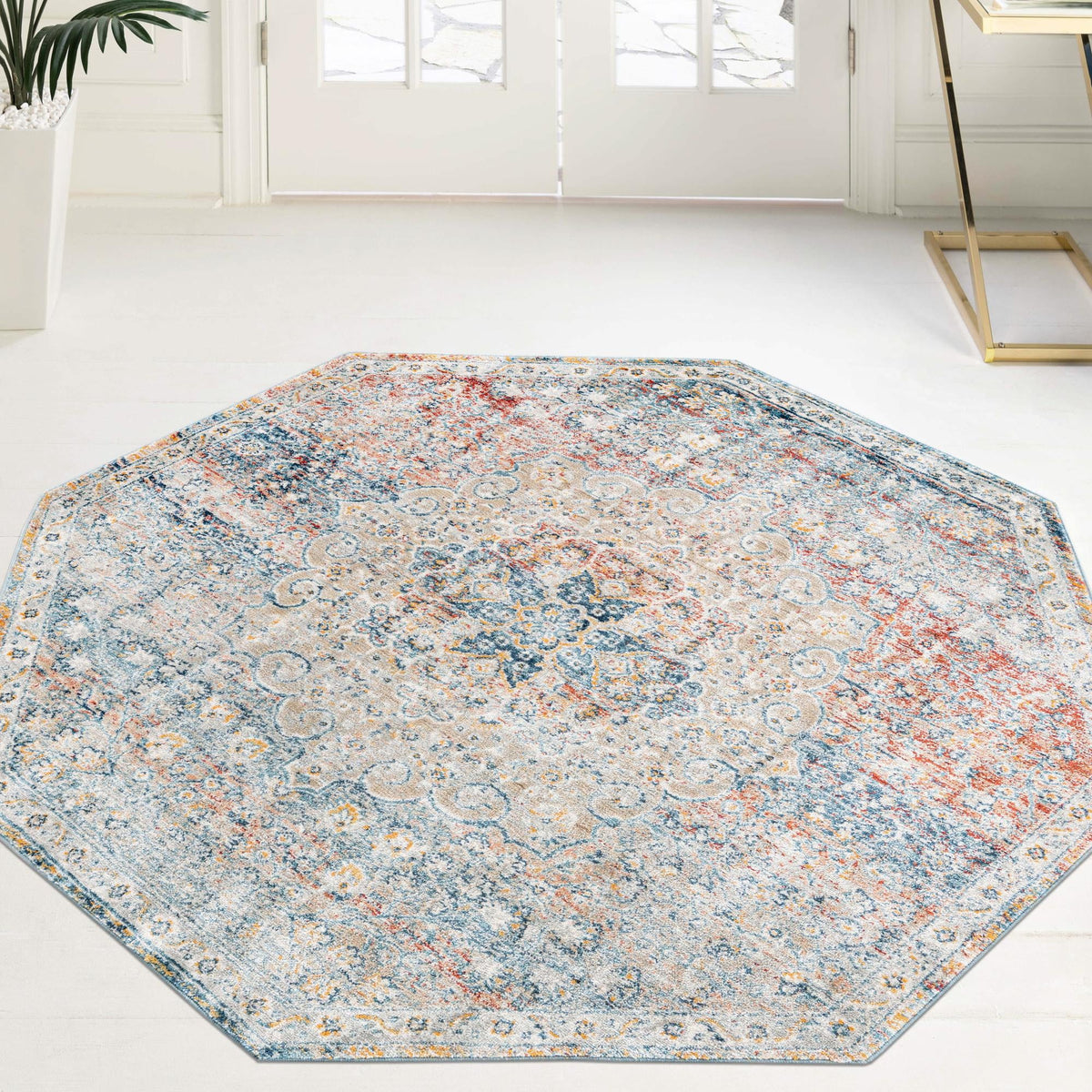 Coastal Haven Collection Area Rug - Seabreeze (Multi) Octagon Multi  lifestyle 84