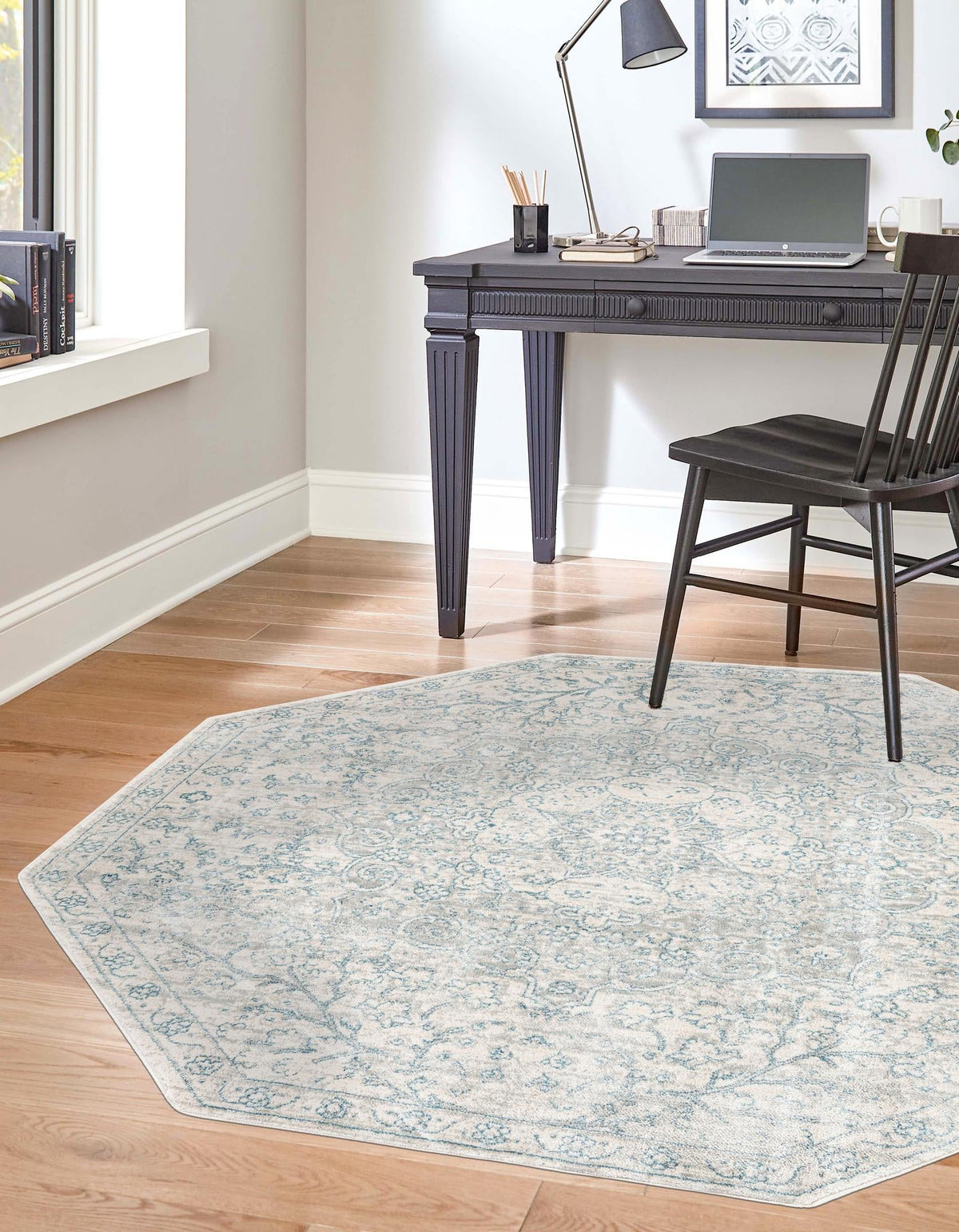 Coastal Haven Collection Area Rug - Seabreeze (Gray) Octagon Gray  lifestyle 33
