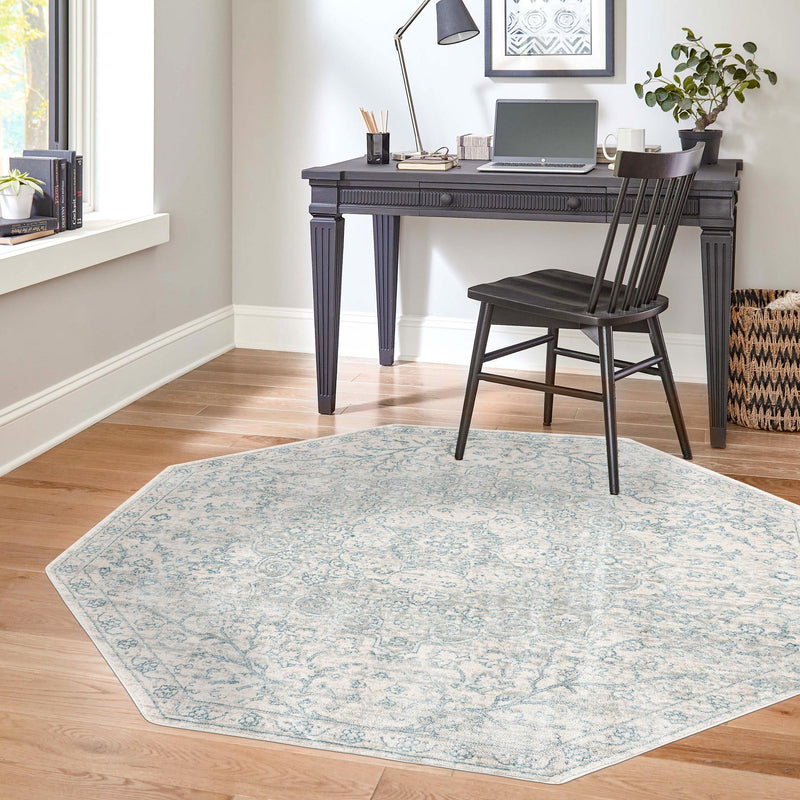 Coastal Haven Collection Area Rug - Seabreeze (Gray) Octagon Gray  lifestyle 89
