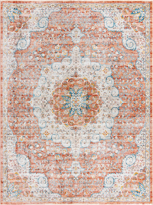 Coastal Haven Collection Area Rug - Seabreeze (Red) Rectangle Red  lifestyle 2