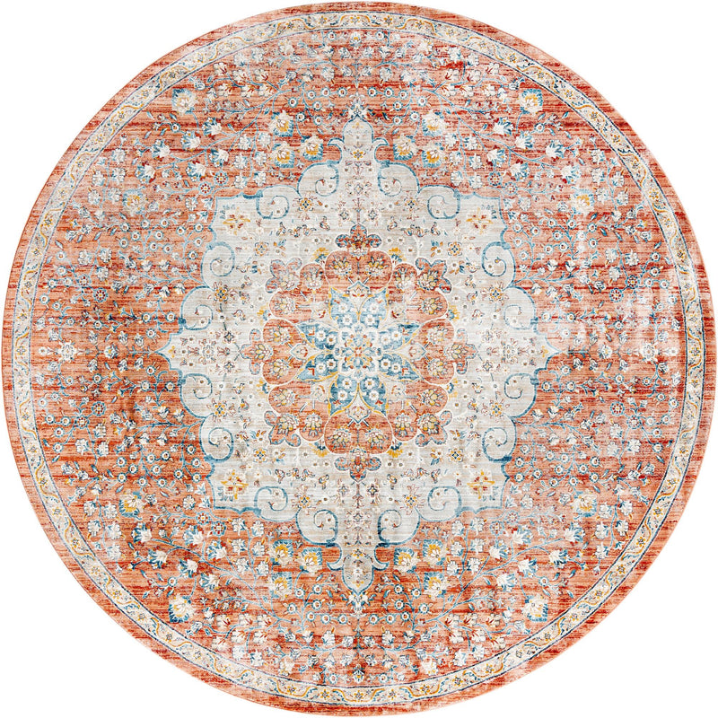 Coastal Haven Collection Area Rug - Seabreeze (Red) Round Red  lifestyle 38
