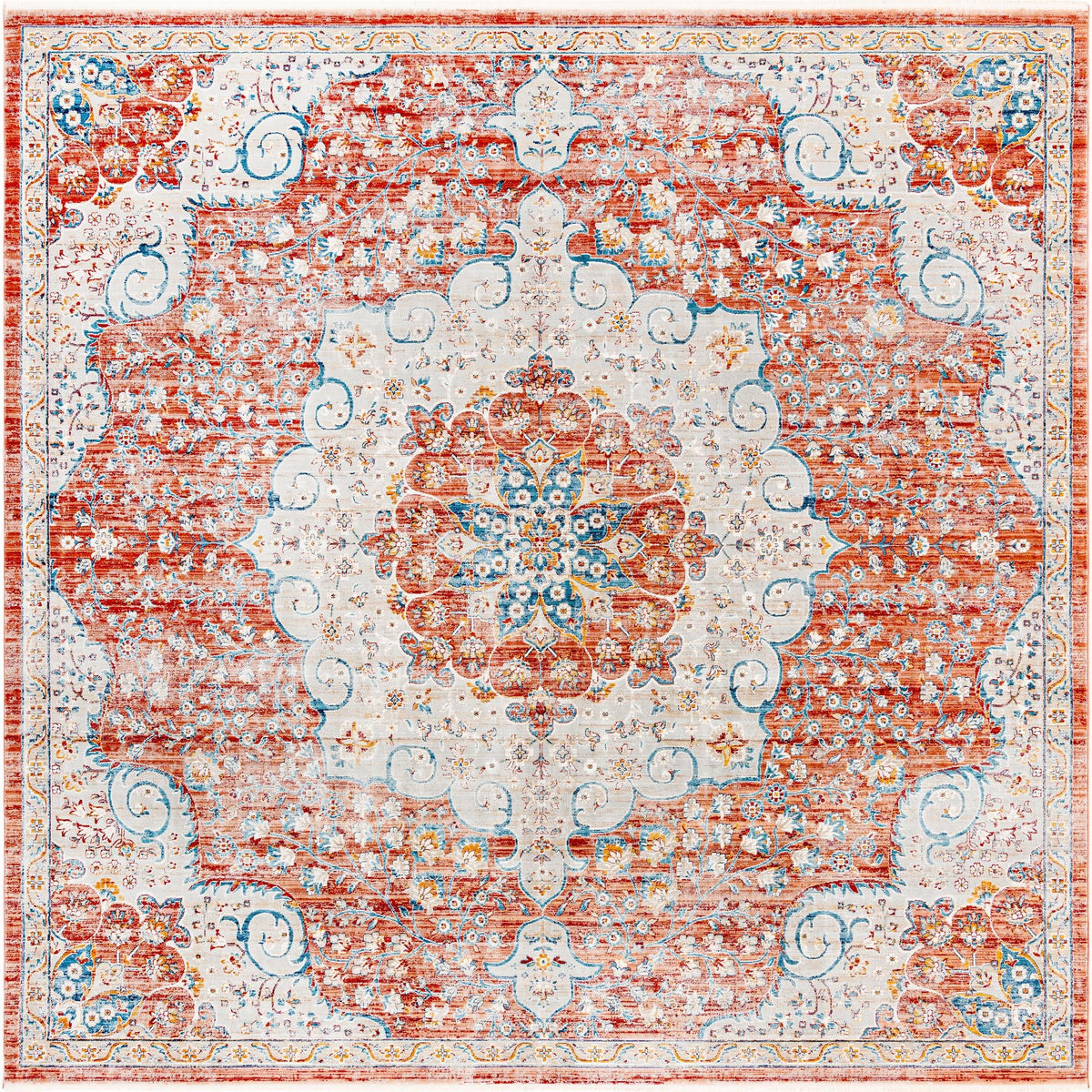 Coastal Haven Collection Area Rug - Seabreeze (Red) Square Red  lifestyle 36