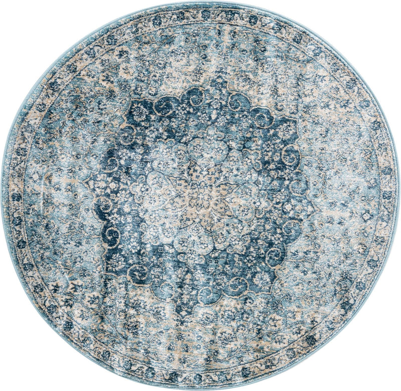 Coastal Haven Collection Area Rug - Seabreeze (Navy Blue) Round Navy Blue  lifestyle 17