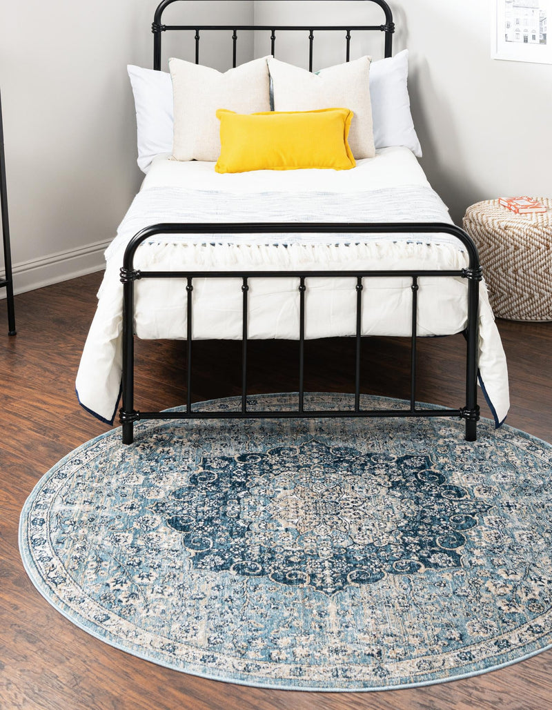 Coastal Haven Collection Area Rug - Seabreeze (Navy Blue) Round Navy Blue  lifestyle 21