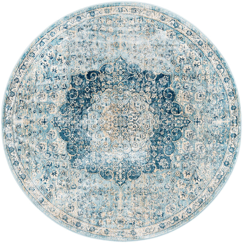 Coastal Haven Collection Area Rug - Seabreeze (Navy Blue) Round Navy Blue  lifestyle 34