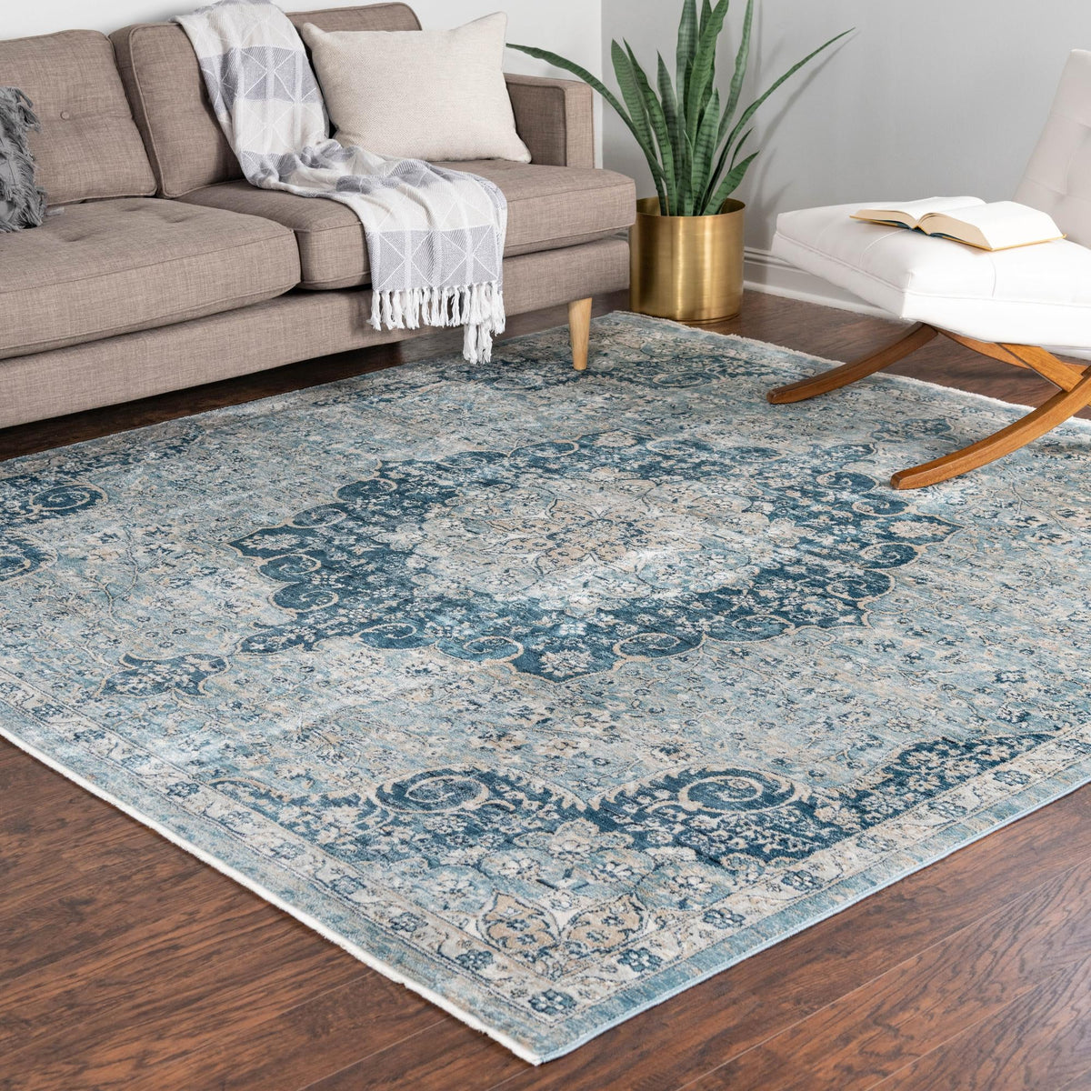 Coastal Haven Collection Area Rug - Seabreeze (Navy Blue) Square Navy Blue  lifestyle 83