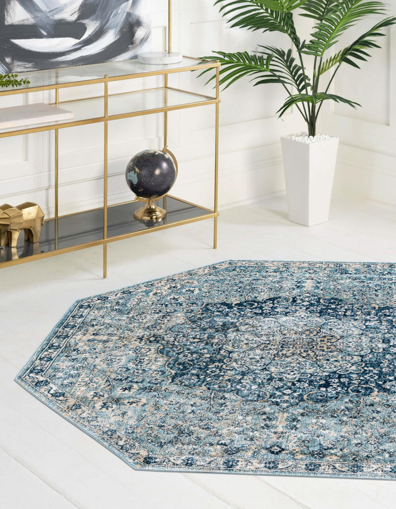 Coastal Haven Collection Area Rug - Seabreeze (Navy Blue) Octagon Navy Blue  lifestyle 24