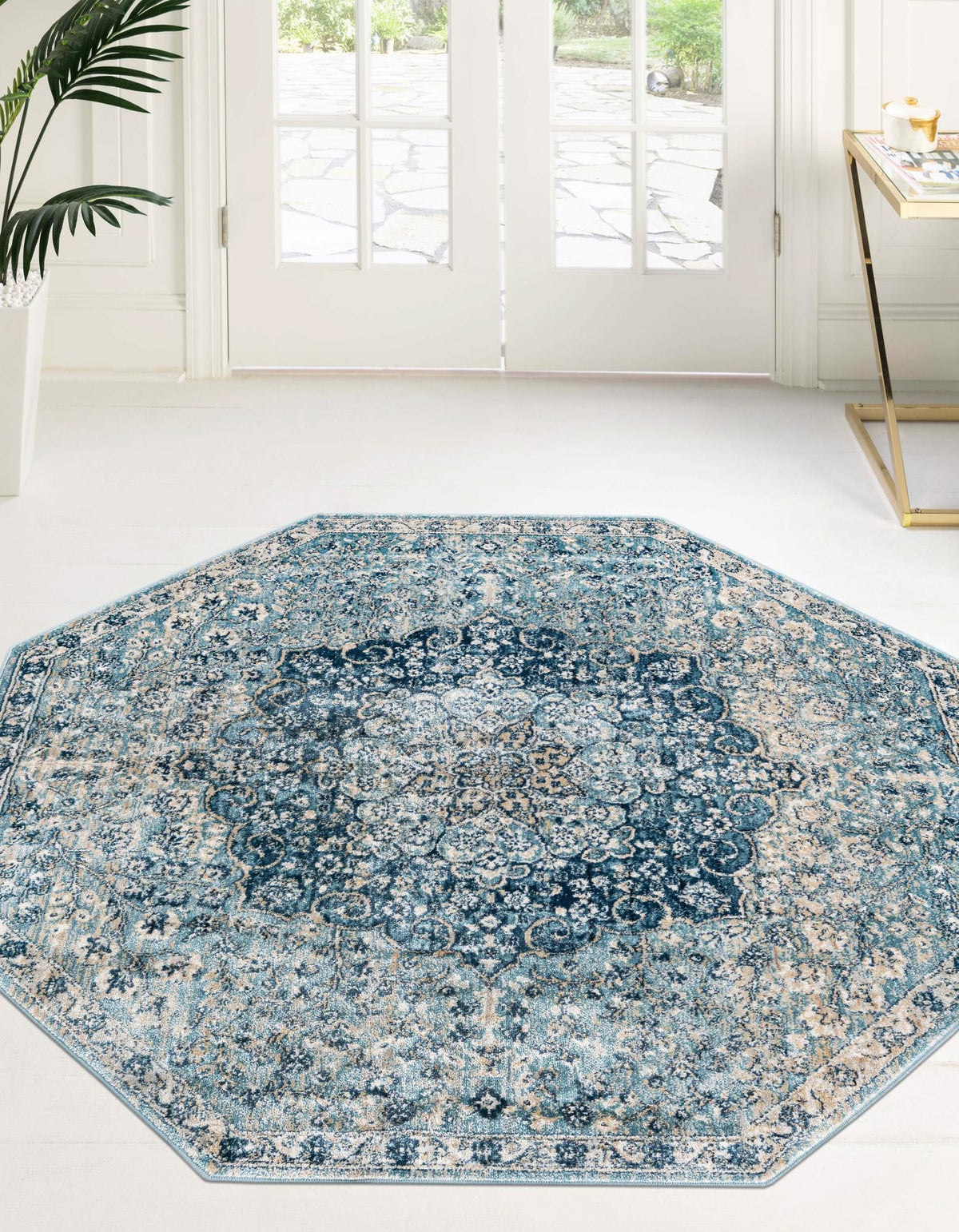 Coastal Haven Collection Area Rug - Seabreeze (Navy Blue) Octagon Navy Blue  lifestyle 29