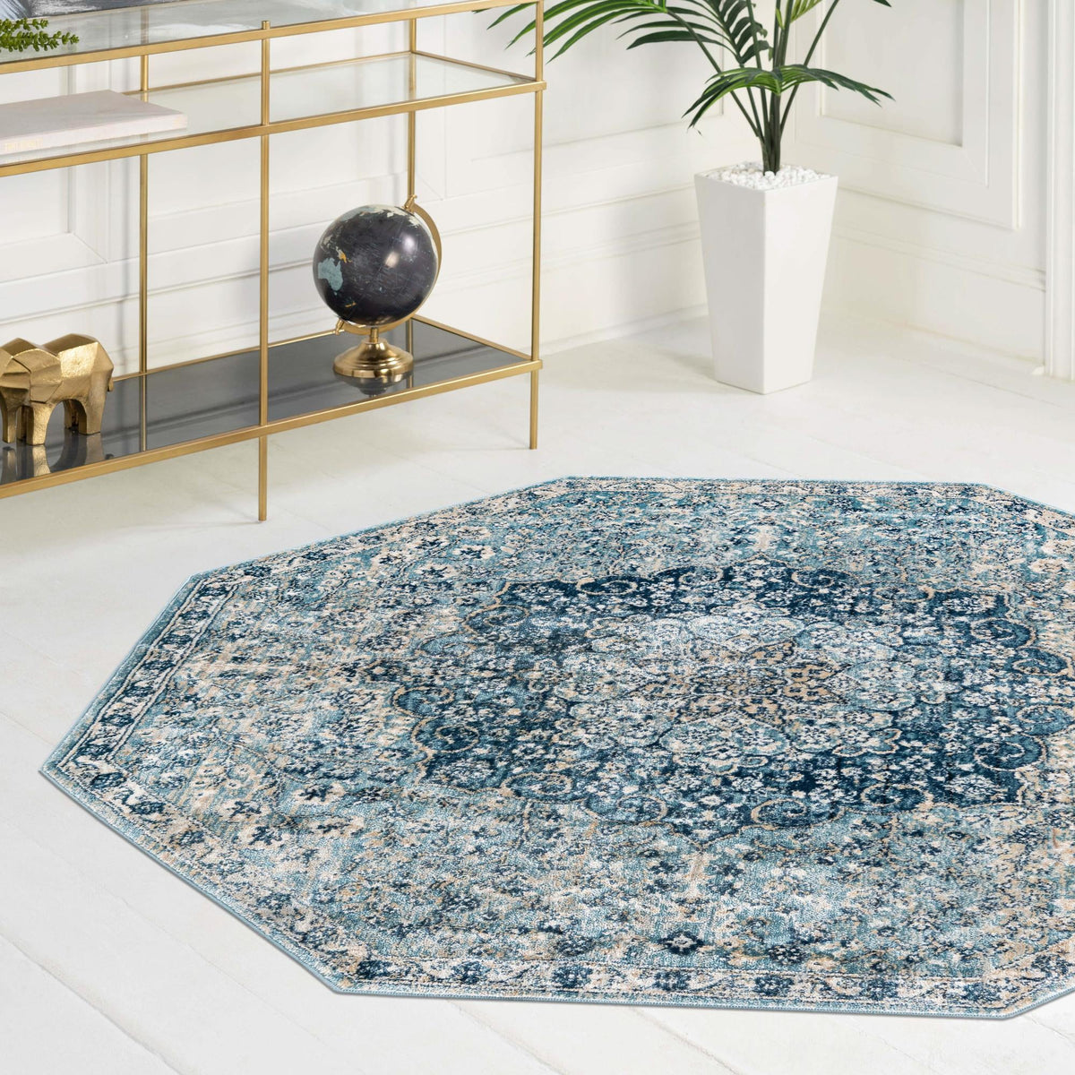 Coastal Haven Collection Area Rug - Seabreeze (Navy Blue) Octagon Navy Blue  lifestyle 82
