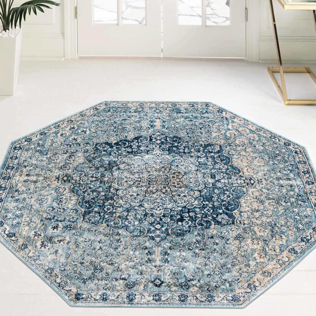 Coastal Haven Collection Area Rug - Seabreeze (Navy Blue) Octagon Navy Blue  lifestyle 85