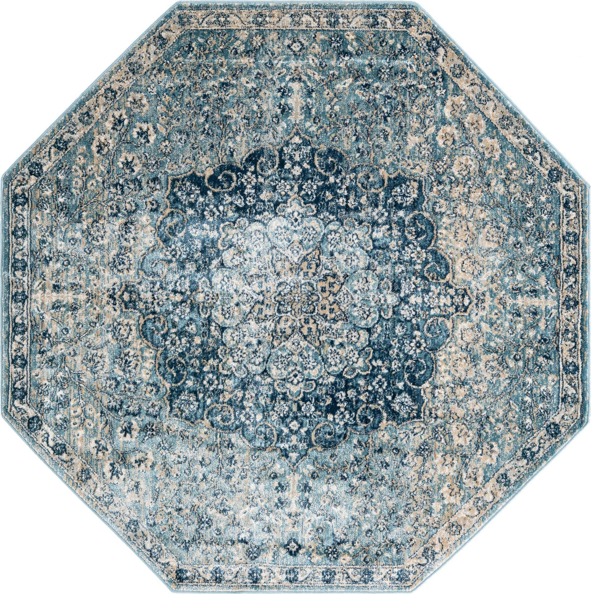 Coastal Haven Collection Area Rug - Seabreeze (Navy Blue) Octagon Navy Blue  lifestyle 19