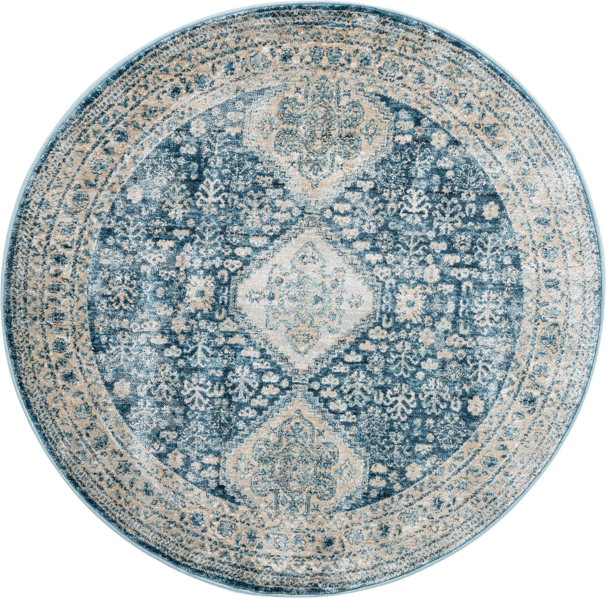 Coastal Haven Collection Area Rug -  Harborview Round Navy Blue  lifestyle 50