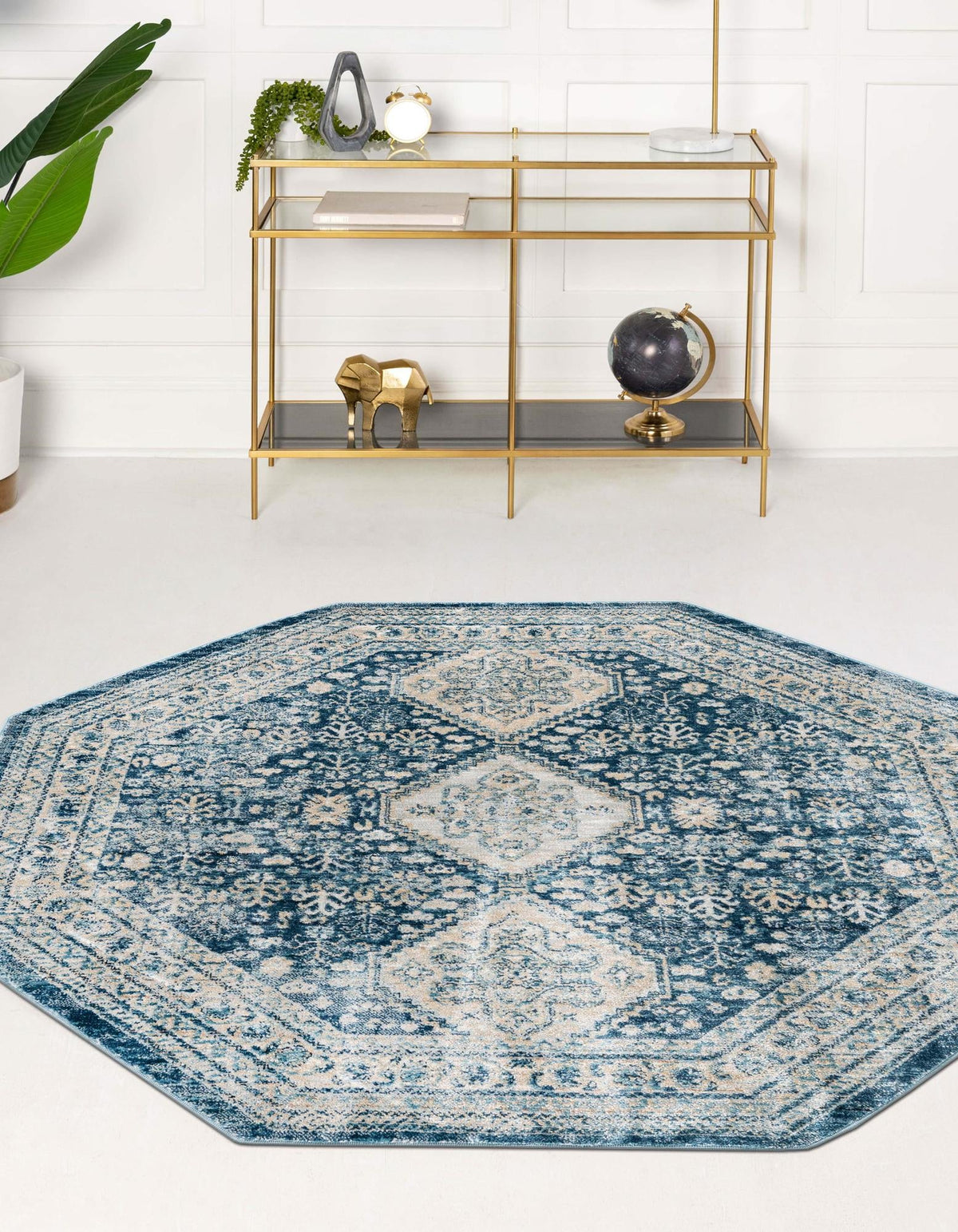 Coastal Haven Collection Area Rug -  Harborview Octagon Navy Blue  lifestyle 61