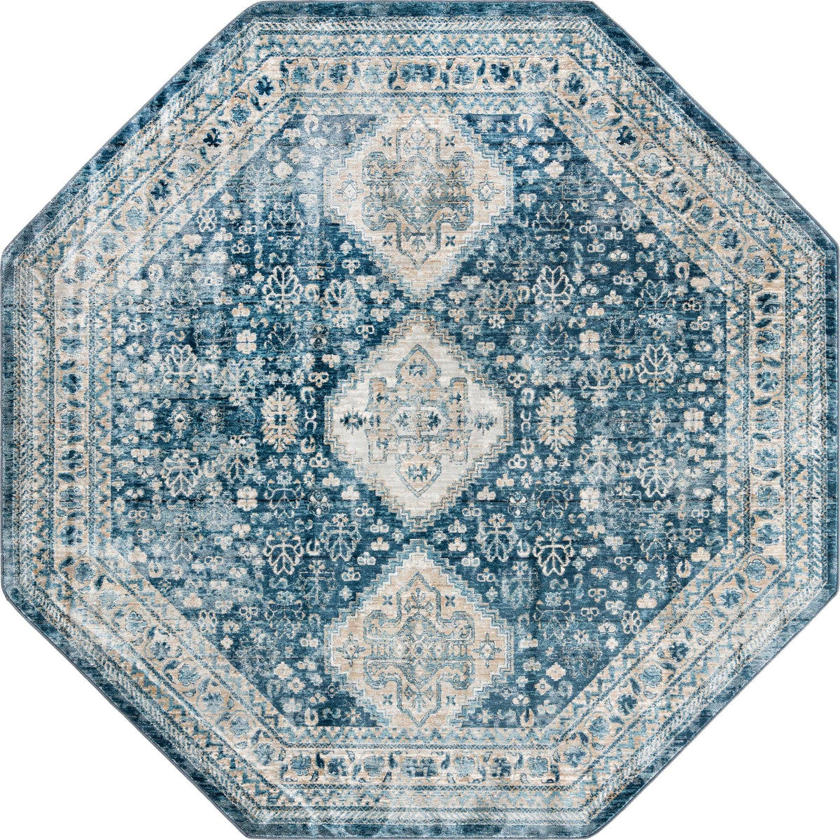 Coastal Haven Collection Area Rug -  Harborview Octagon Navy Blue  lifestyle 51