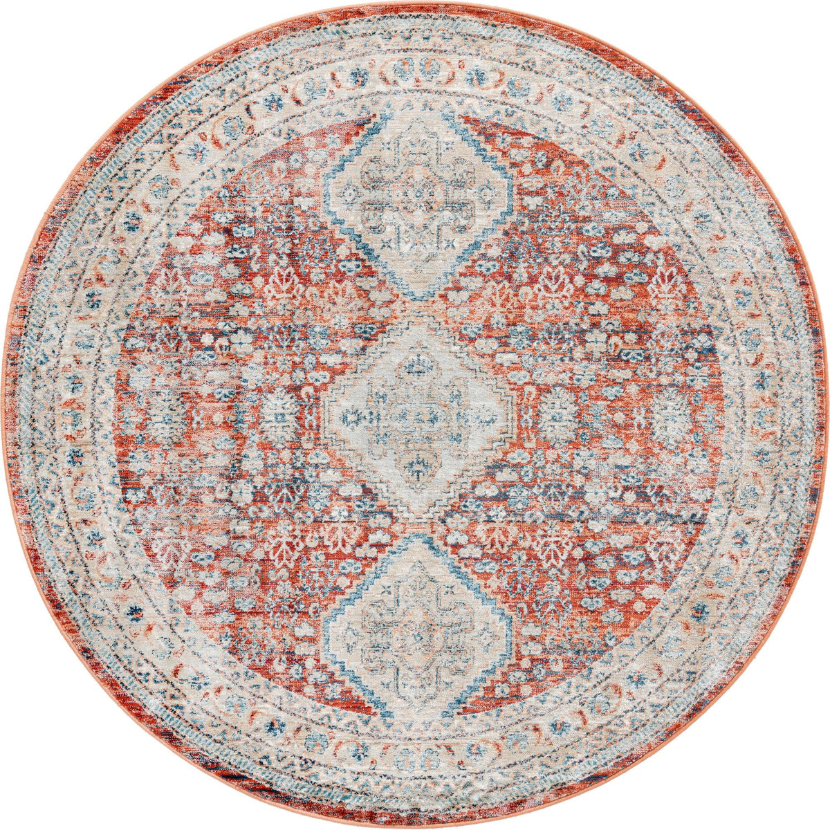 Coastal Haven Collection Area Rug -  Harborview Round Red  lifestyle 108