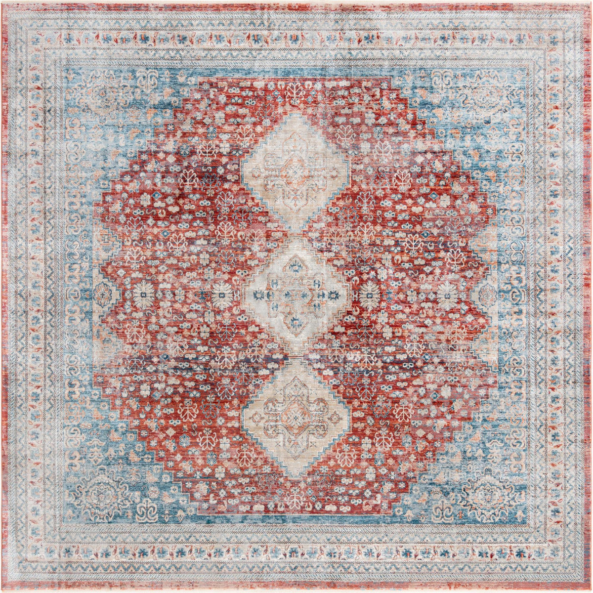 Coastal Haven Collection Area Rug -  Harborview Square Red  lifestyle 71