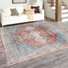 Coastal Haven Collection Area Rug -  Harborview Square Red  lifestyle 100