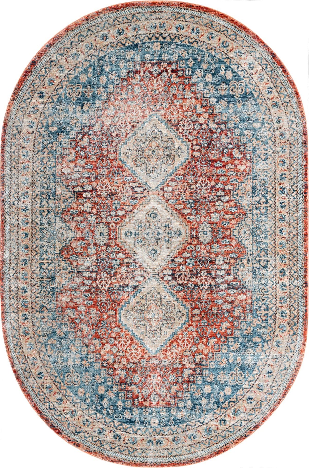 Coastal Haven Collection Area Rug -  Harborview Oval Red  lifestyle 53