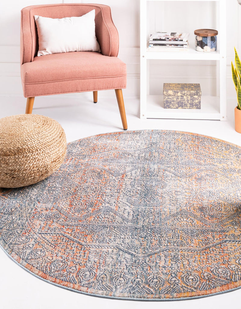 Coastal Haven Collection Area Rug -  Oceania Round Multi  lifestyle 21