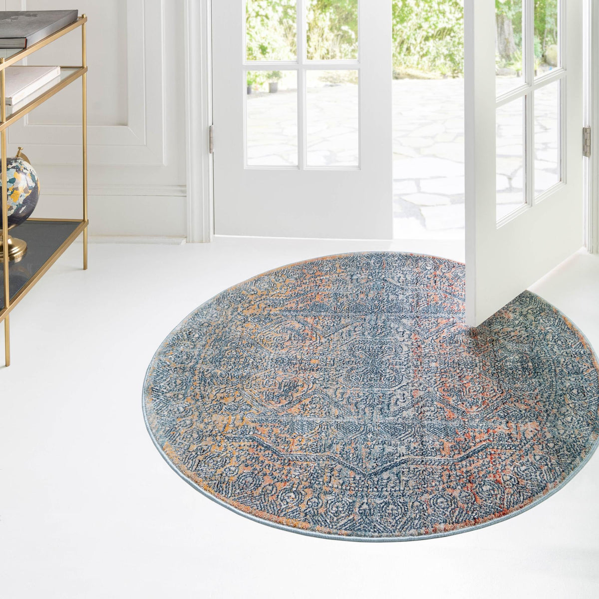 Coastal Haven Collection Area Rug -  Oceania Round Multi  lifestyle 80