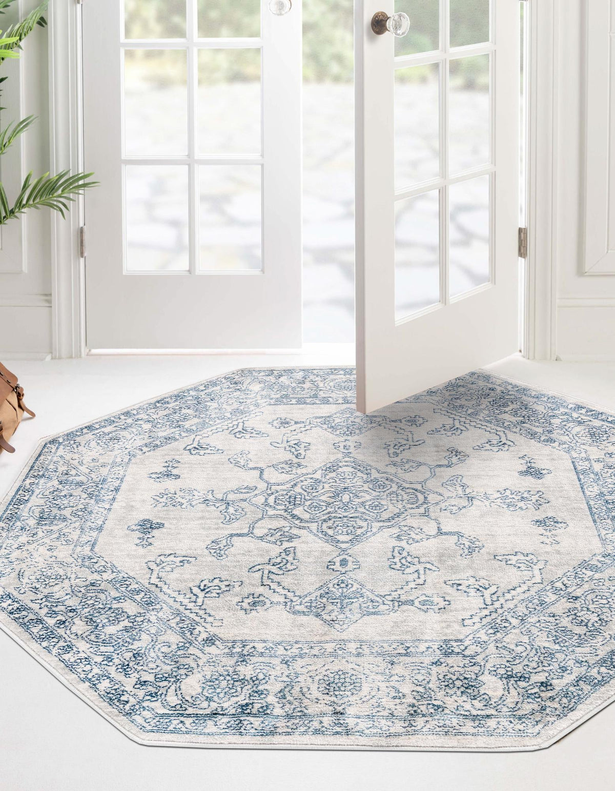 Coastal Haven Collection Area Rug -  Marina Octagon Gray  lifestyle 50