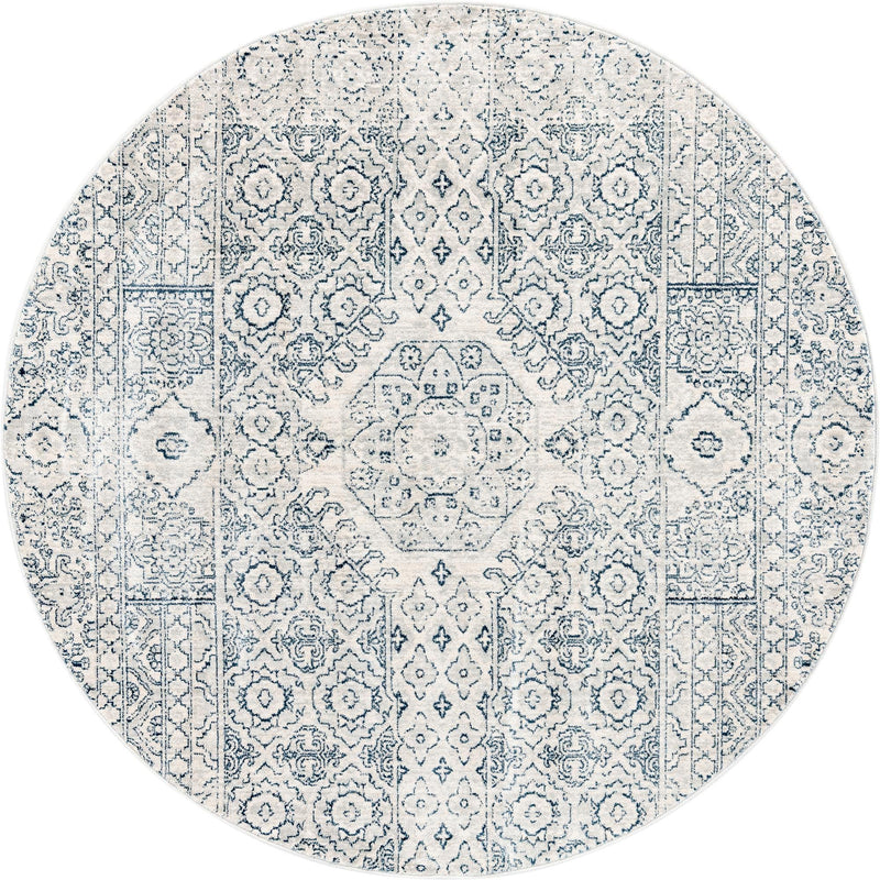 Coastal Haven Collection Area Rug -  Shoreline Round Gray  lifestyle 21