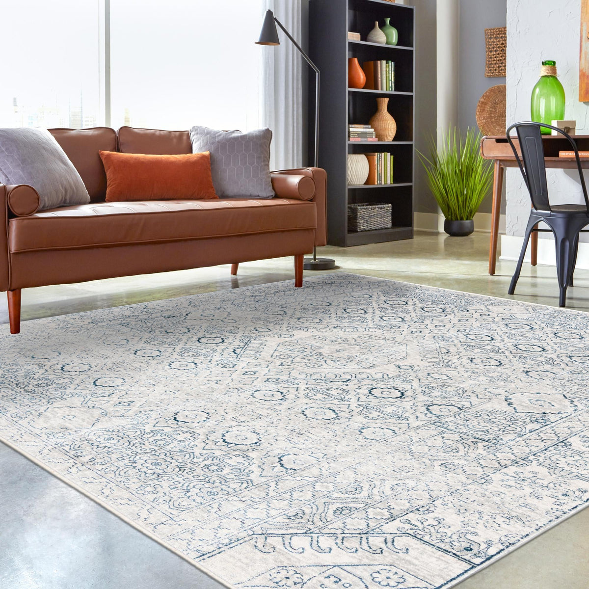 Coastal Haven Collection Area Rug -  Shoreline Square Gray  lifestyle 83