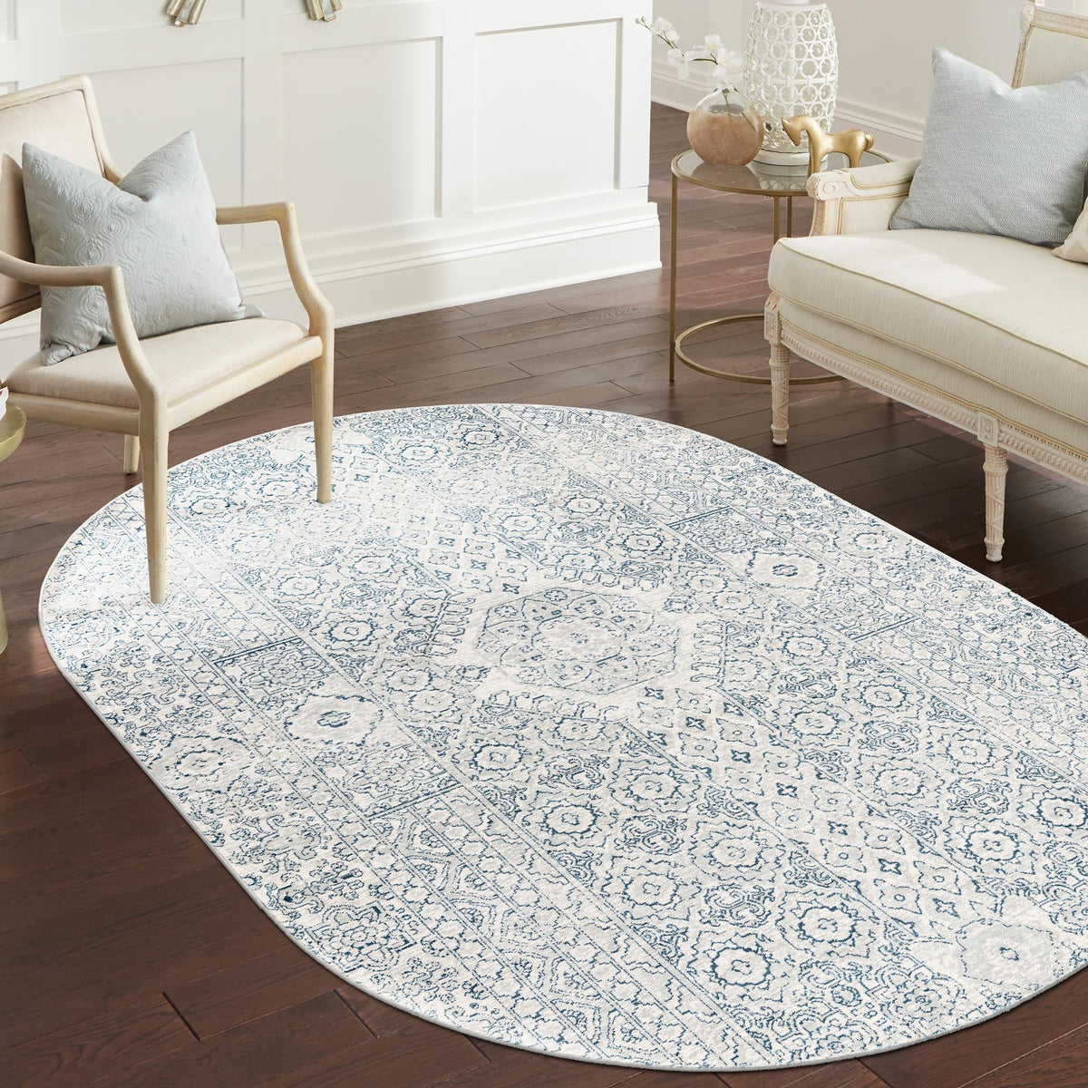 Coastal Haven Collection Area Rug -  Shoreline Oval Gray  lifestyle 81