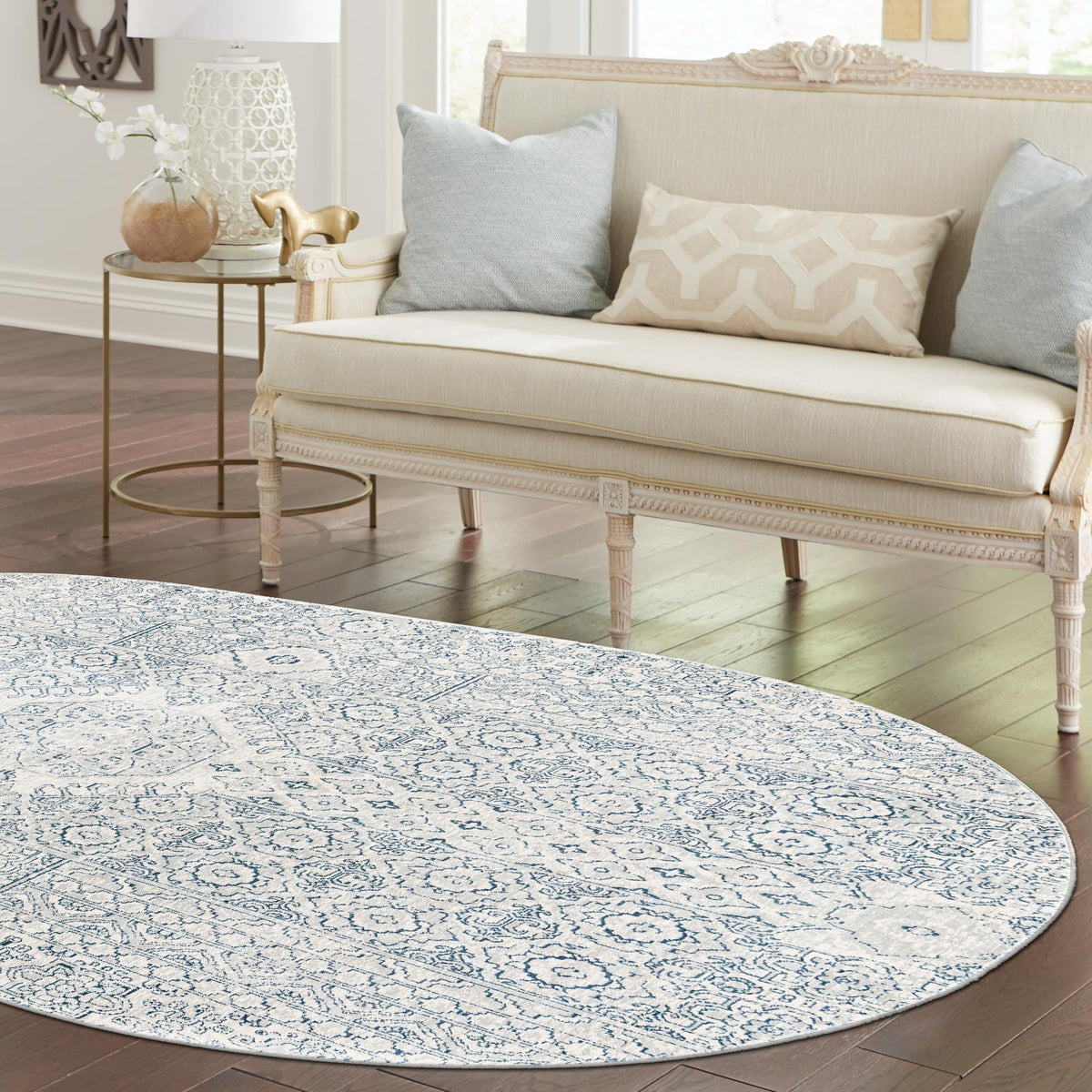 Coastal Haven Collection Area Rug -  Shoreline Oval Gray  lifestyle 84