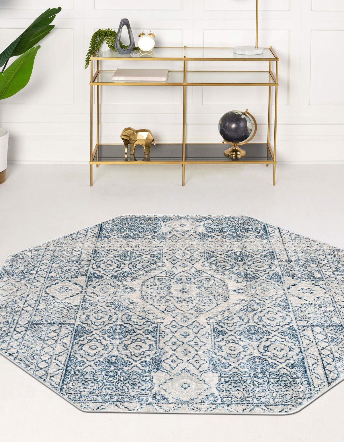 Coastal Haven Collection Area Rug -  Shoreline Octagon Gray  lifestyle 24