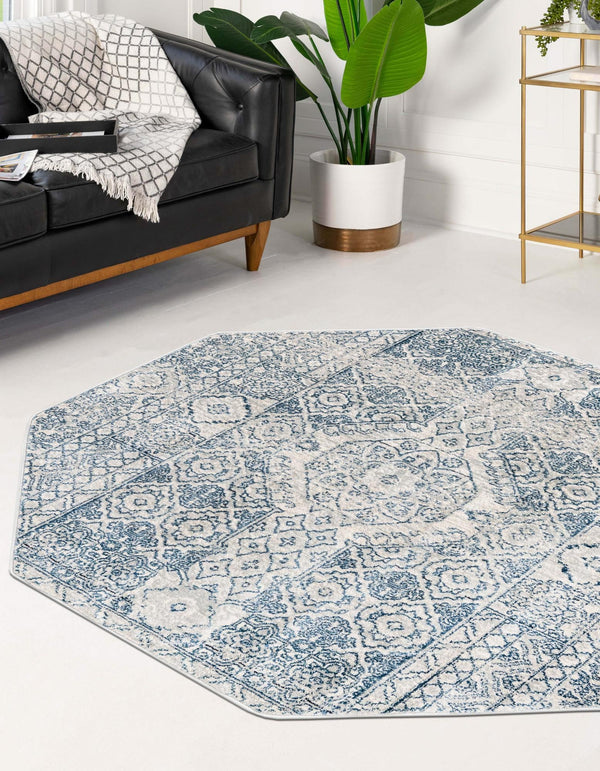 Coastal Haven Collection Area Rug -  Shoreline Octagon Gray  lifestyle 29