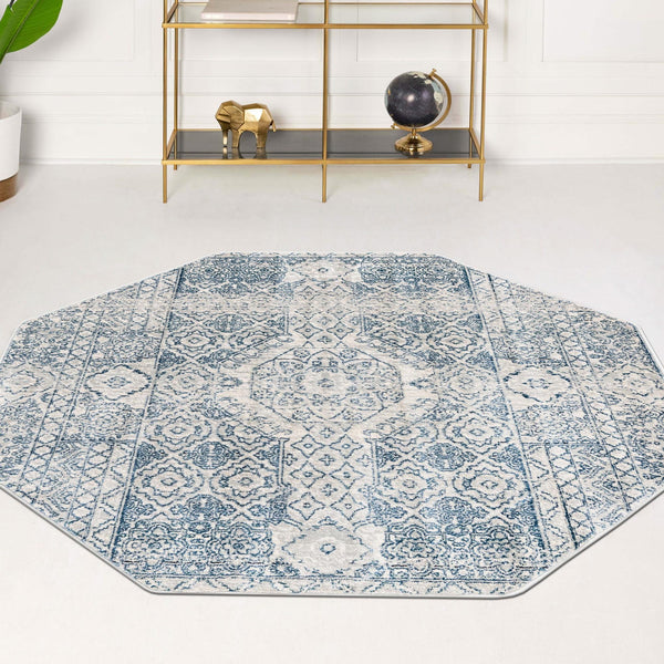 Coastal Haven Collection Area Rug -  Shoreline Octagon Gray  lifestyle 82