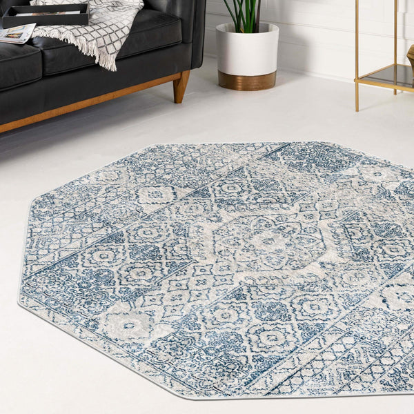 Coastal Haven Collection Area Rug -  Shoreline Octagon Gray  lifestyle 85