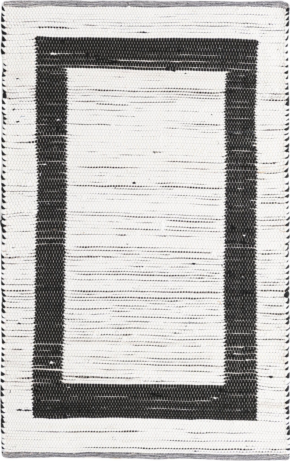 Osian Looms Collection Area Rug - Durham Rectangle Black and White  lifestyle 3