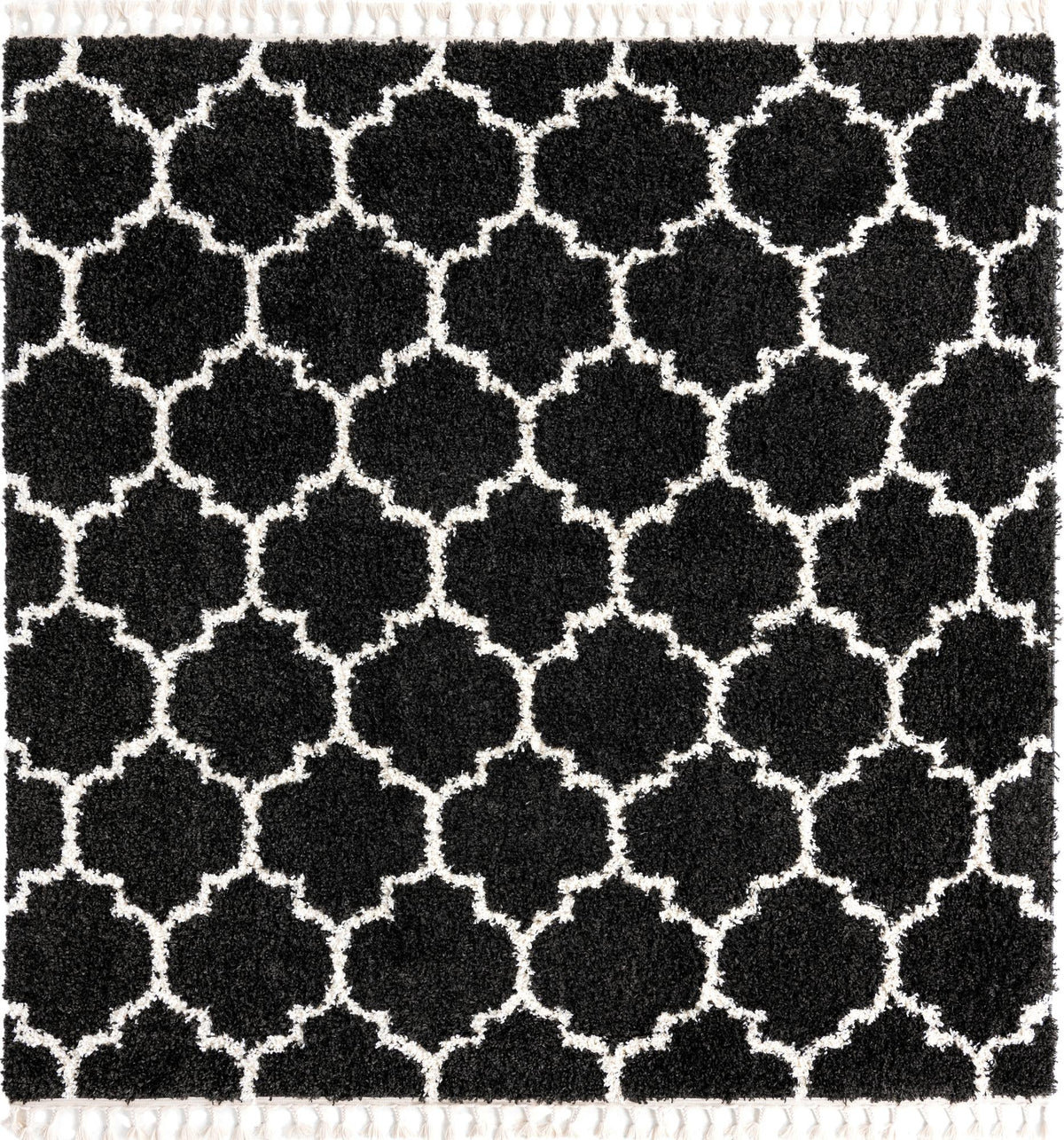 Cozy Cove Shag Collection Area Rug - Marina Square Black and White  lifestyle 151