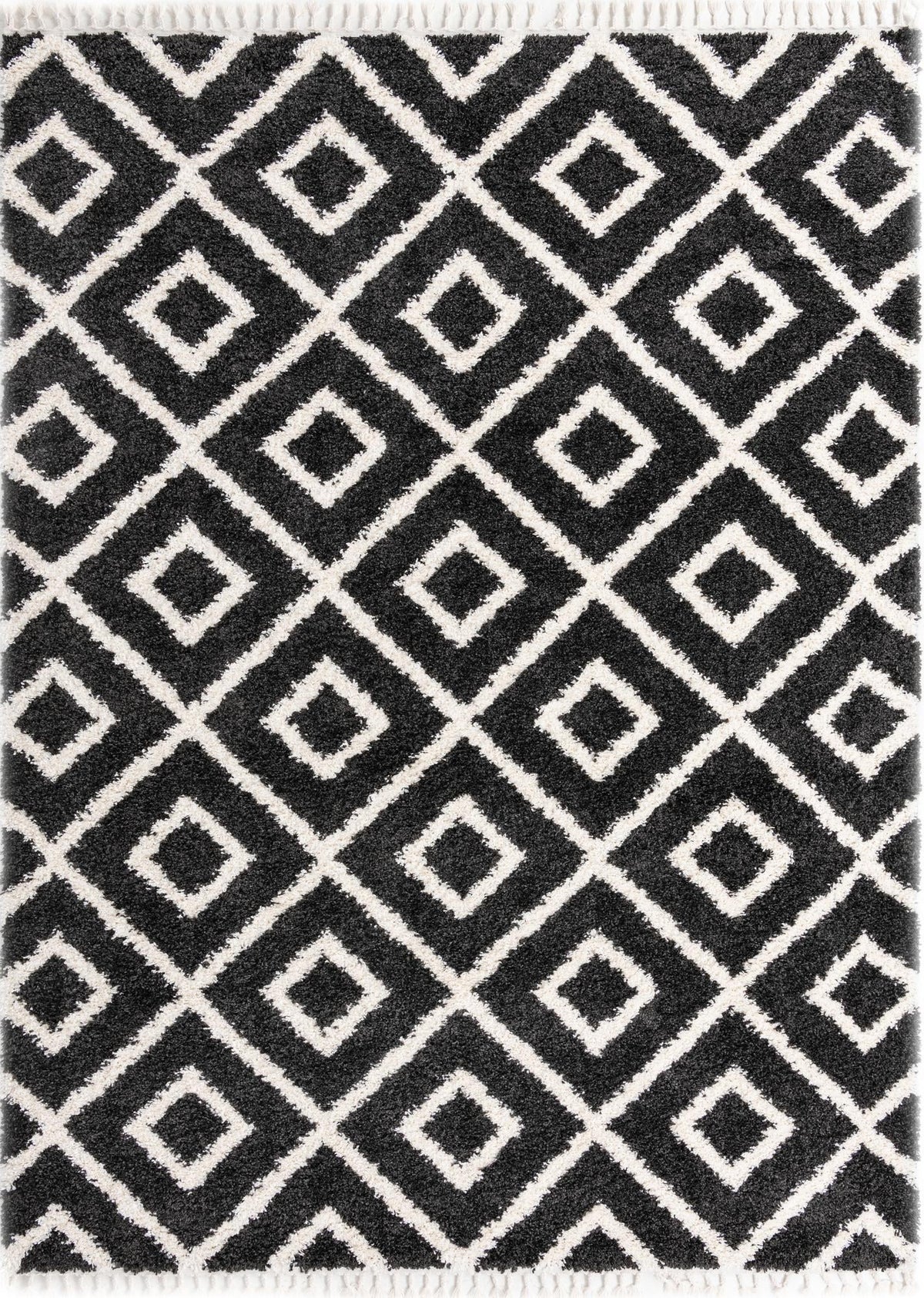 Cozy Cove Shag Collection Area Rug -  Dunes Rectangle Black and White  lifestyle 4