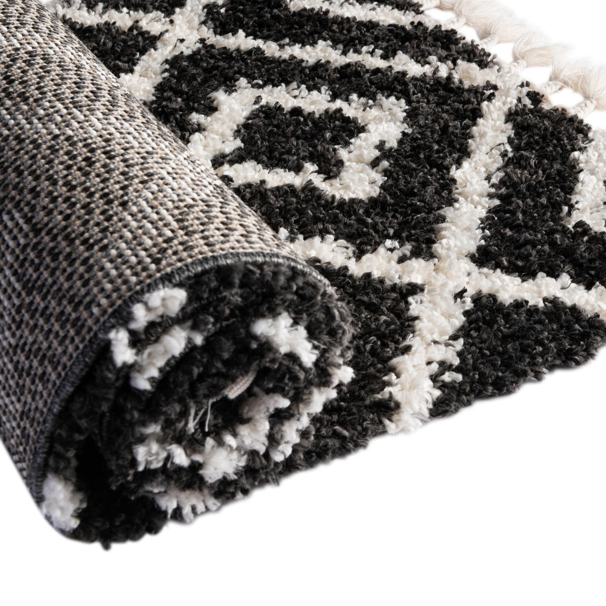 Cozy Cove Shag Collection Area Rug -  Dunes Rectangle Black and White  lifestyle 37