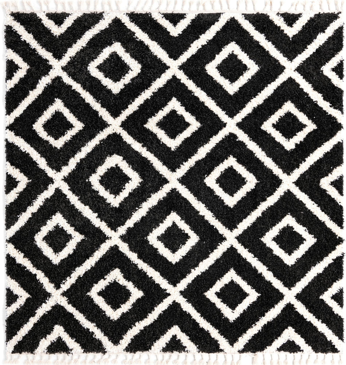 Cozy Cove Shag Collection Area Rug -  Dunes Square Black and White  lifestyle 122