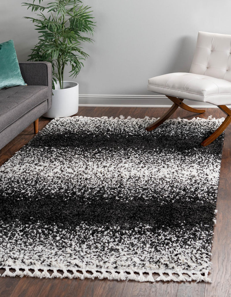Cozy Cove Shag Collection Area Rug -  Lagoon Rectangle Black and White  lifestyle 5