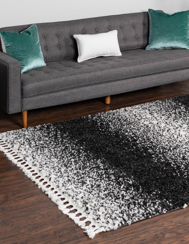 Cozy Cove Shag Collection Area Rug -  Lagoon Rectangle Black and White  lifestyle 8