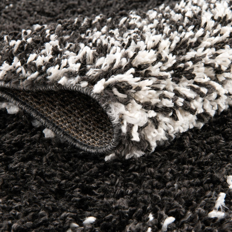 Cozy Cove Shag Collection Area Rug -  Lagoon Rectangle Black and White  lifestyle 28