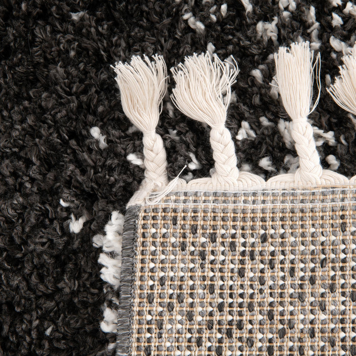 Cozy Cove Shag Collection Area Rug -  Lagoon Rectangle Black and White  lifestyle 31